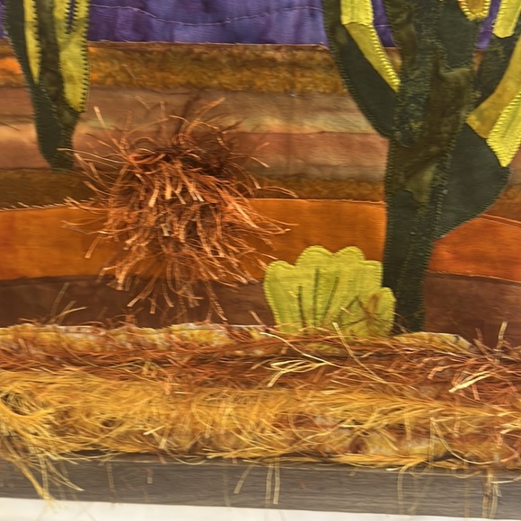 NEW! Handmade Framed Desert Landscape Fabric Art - Picture 4 of 4